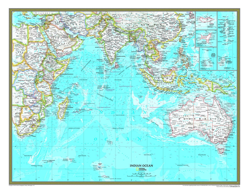 Indian Ocean Map by National Geographic Maps.com