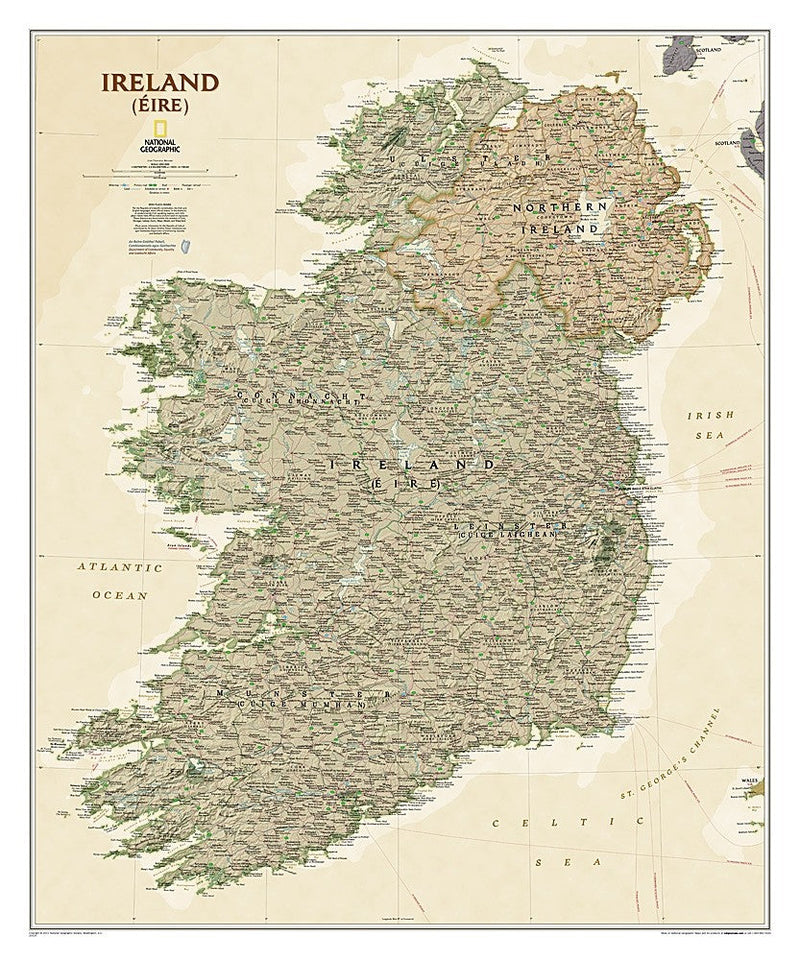 National Geographic Ireland Executive Wall Map Maps.com