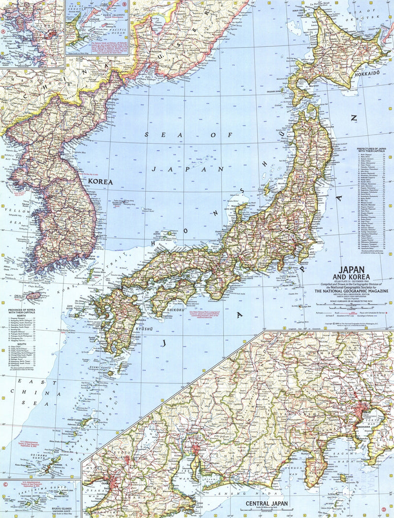 Japan And Korea Map 1960 Maps.com
