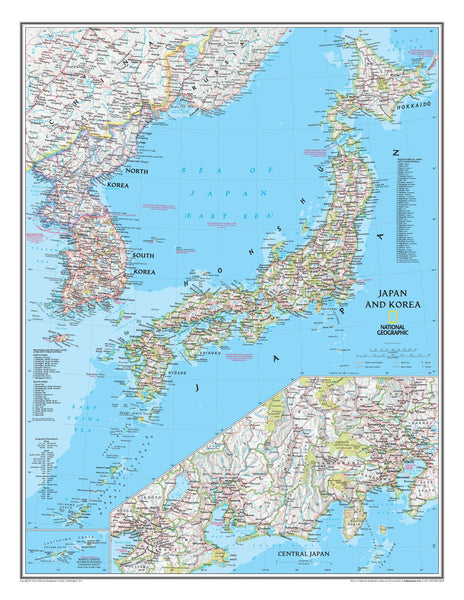National Geographic Japan and Korea Wall Map Maps.com