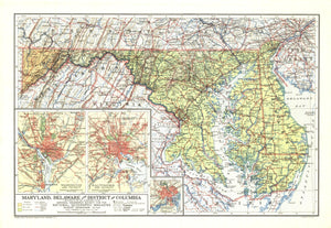 Maryland, Delaware And District Of Columbia Map 1927