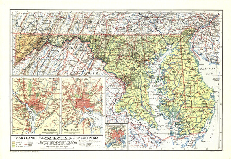 Maryland, Delaware And District Of Columbia Map 1927 Maps.com