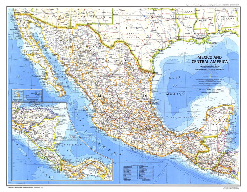 Mexico And Central America Map 1980 Maps.com
