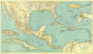 Mexico, Central America And The West Indies Map 1934
