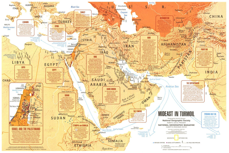 Mideast In Turmoil Map 1980 Maps.com