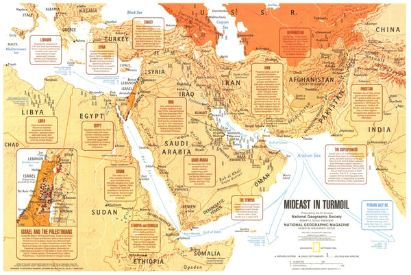 Mideast In Turmoil Map 1980 Maps.com