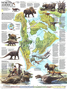 National Geographic North America in Dinosaur Age Wall Map