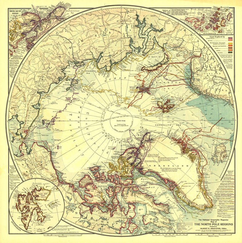 North Pole Regions Map 1907 Maps.com