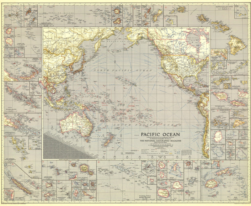 Pacific Ocean Map 1936 Maps.com