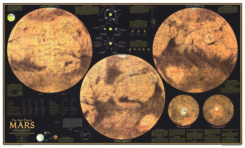Red Planet Mars Map 1973 Maps.com