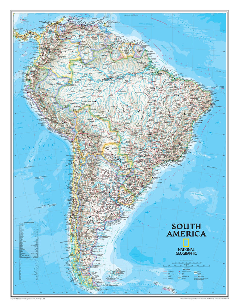 National Geographic South America Wall Map Maps.com