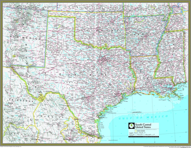 National Geographic South Central US Wall Map Maps.com