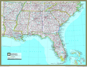 National Geographic Southeastern US Wall Map
