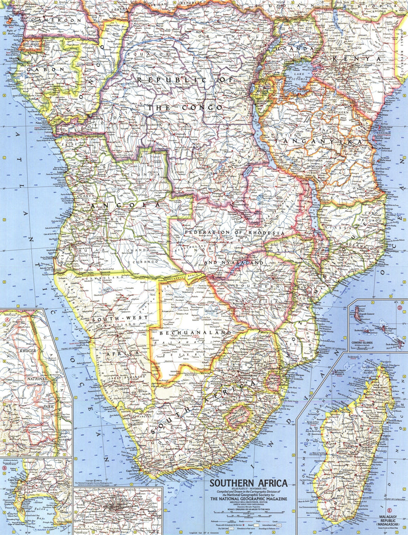 Southern Africa Map 1962 Maps.com