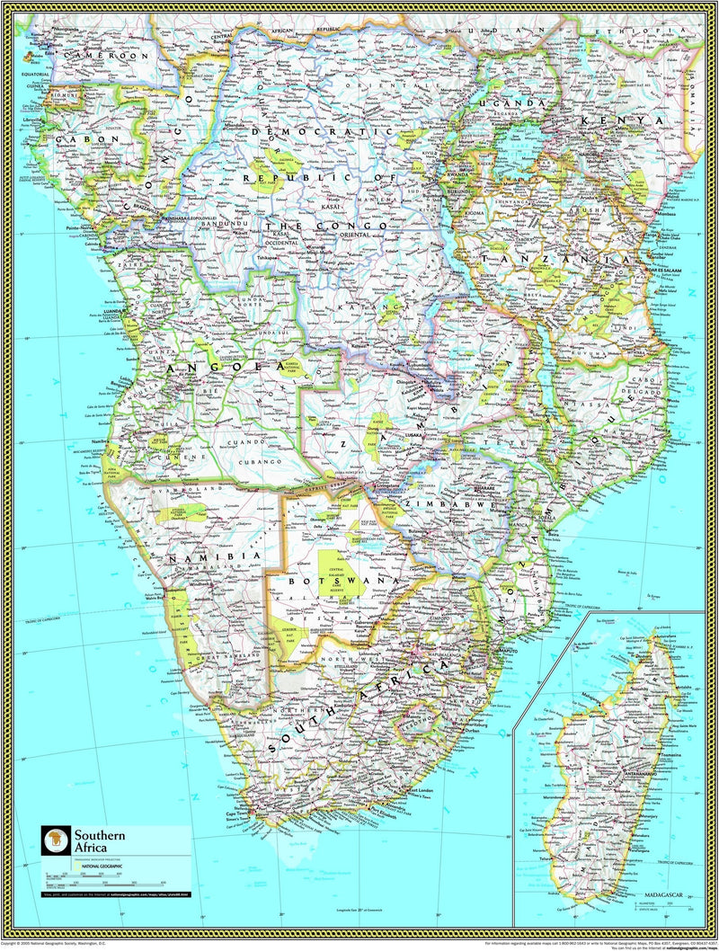 National Geographic Southern Africa Wall Map Maps.com