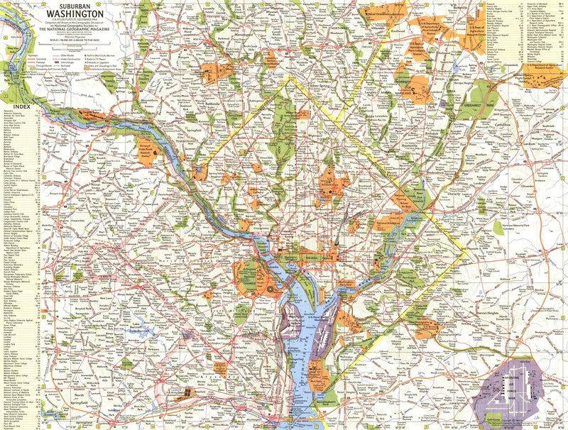 Suburban Washington Map 1964 Maps.com