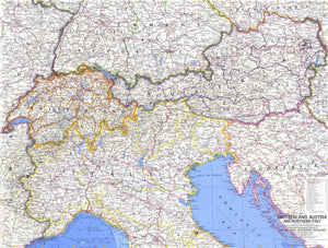 Switzerland, Austria, and Northern Italy Map 1965