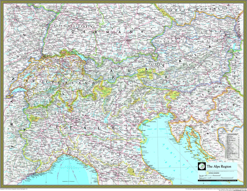 National Geographic The Alps Region Wall Maps.com