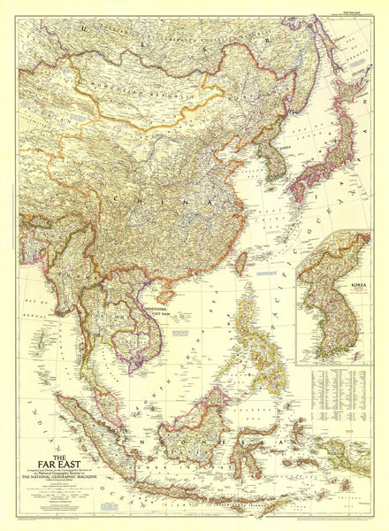 Map 1952 National Geographic The Far East Map 1952 | Map Geek.com