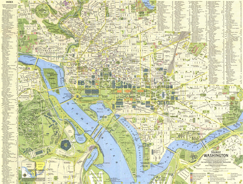 Tourist Washington DC Map 1964 Maps.com