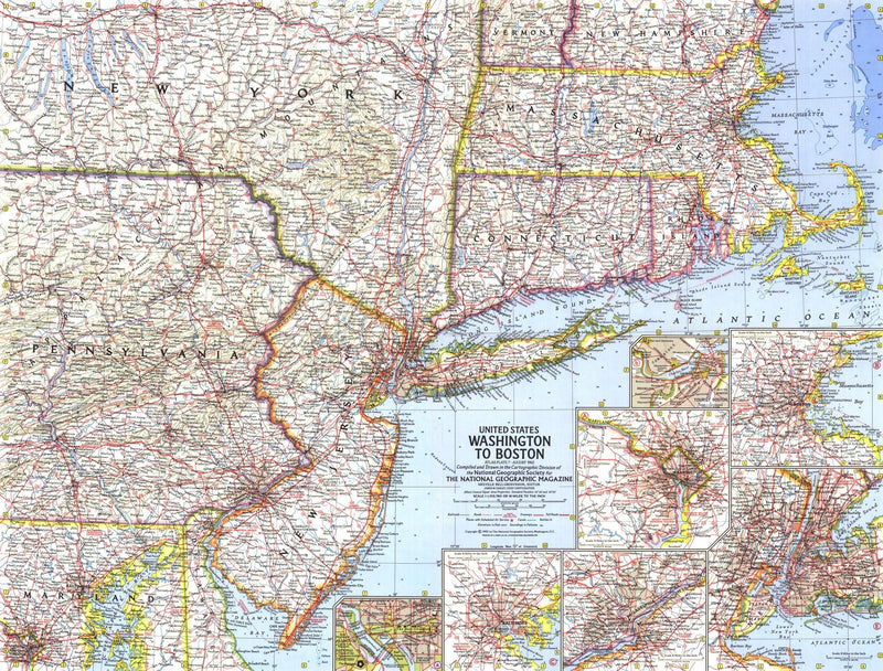 United States Washington To Boston Map 1962 Maps.com
