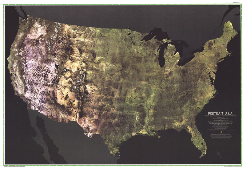 Geography Map Portrait National Geographic USA Portrait Map 1976 | Map Geek.com