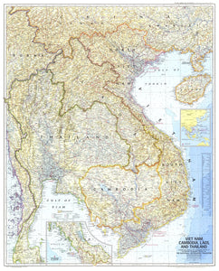 Vietnam, Cambodia, Laos, And Thailand Map 1967