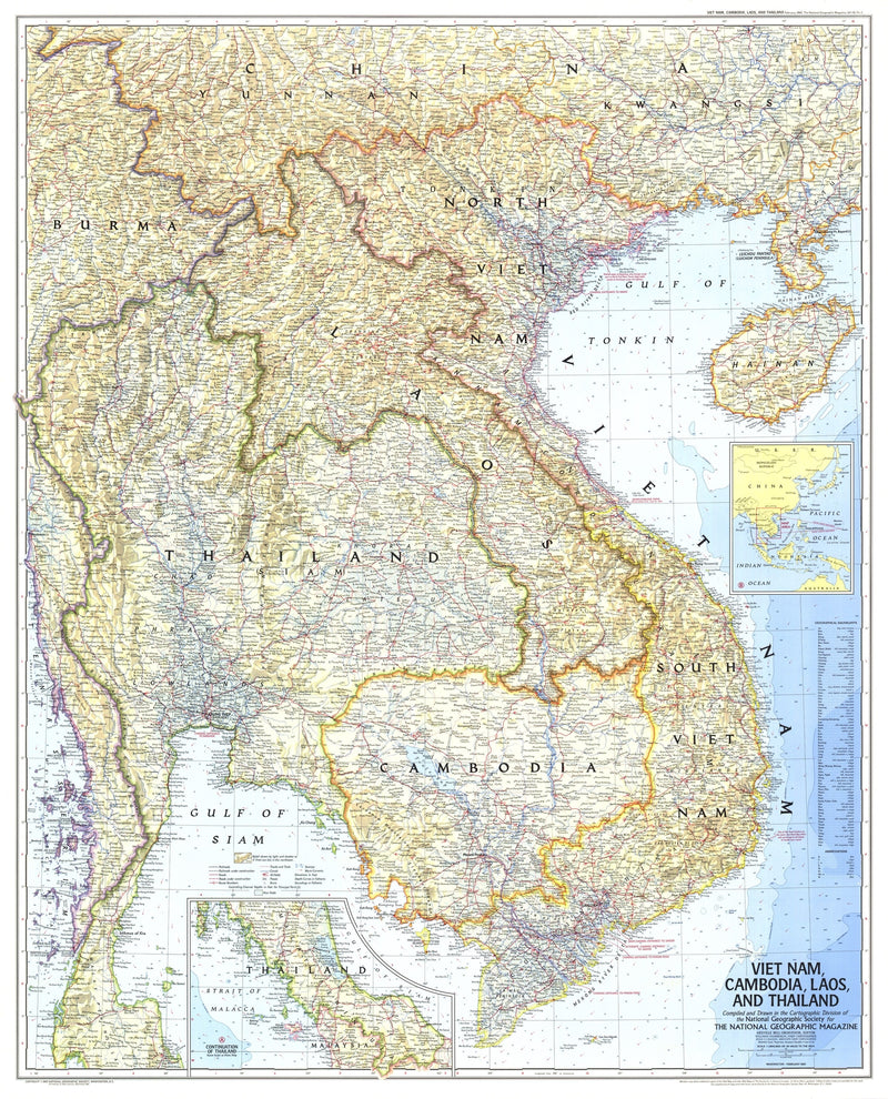 Vietnam, Cambodia, Laos, And Thailand Map 1967 Maps.com