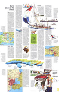 Wisconsin, Michigan, And The Great Lakes Map 1973: Land Between the Waters