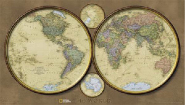 National Geographic World Hemispheres Wall Map Eastview