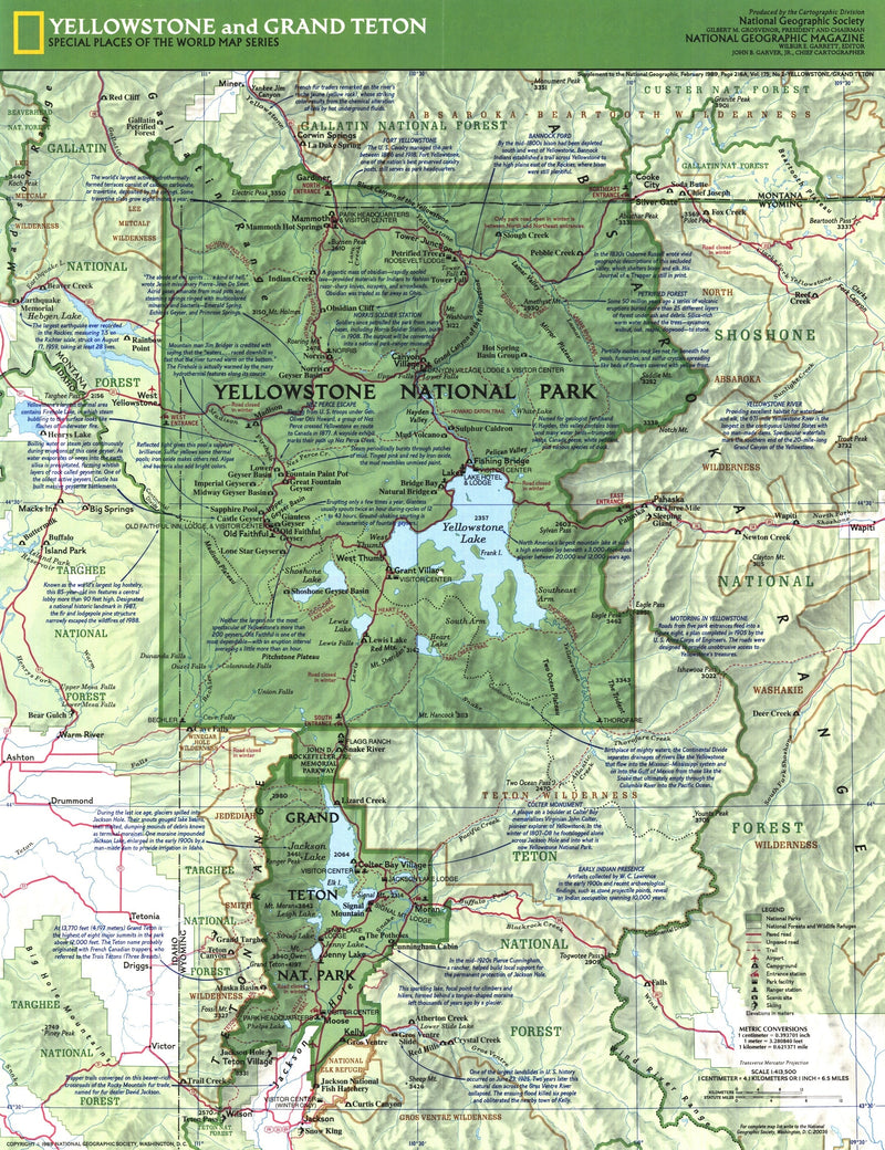 Yellowstone And Grand Teton Map 1989 Side 1 Maps.com