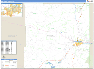 Natrona County, Wyoming Zip Code Wall Map