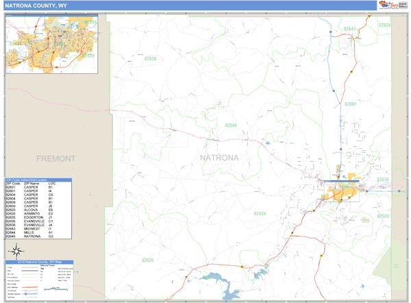 Natrona County, Wyoming Zip Code Wall Map Market Maps (IDI)