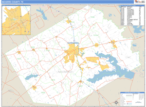 Navarro County, Texas Zip Code Wall Map