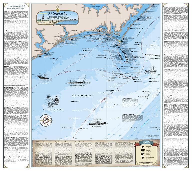 Cover of Shipwrecks of North Carolina Map : Cape Lookout to New River Inlet