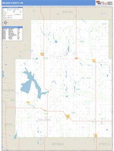 Nelson County, North Dakota Zip Code Wall Map