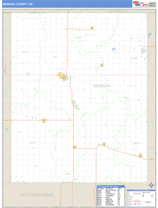 Nemaha County, Kansas Zip Code Wall Map