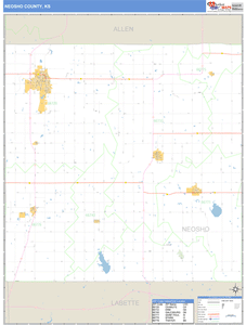 Neosho County, Kansas Zip Code Wall Map