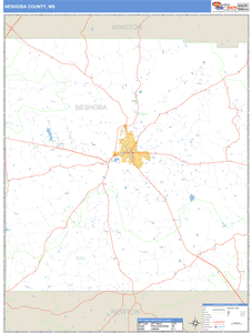 Neshoba County, Mississippi Zip Code Wall Map
