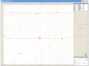 Ness County, Kansas Zip Code Wall Map