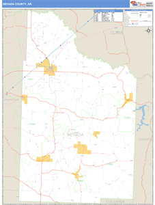Nevada County, Arkansas Zip Code Wall Map