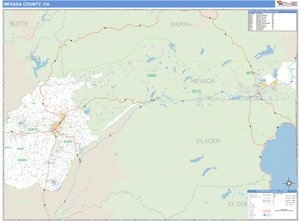 Nevada County, California Zip Code Wall Map