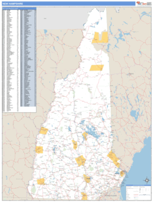 New Hampshire ZIP Code Wall Map Market Maps (IDI)