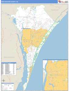 New Hanover County, North Carolina Zip Code Wall Map