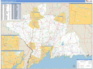 New Haven County, Connecticut Zip Code Wall Map