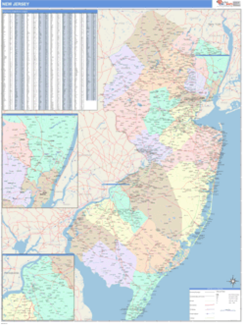 New Jersey Business Wall Map Market Maps (IDI)