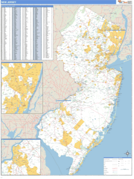 New Jersey ZIP Code Wall Map Market Maps (IDI)