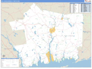 New London-Norwich, Connecticut Metro Area Wall Map