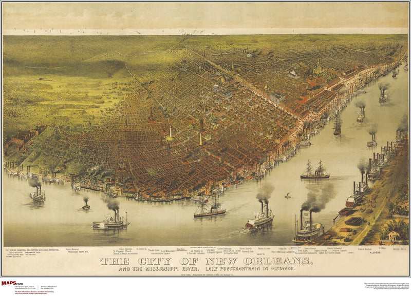 New Orleans Antique Wall Map Maps.com