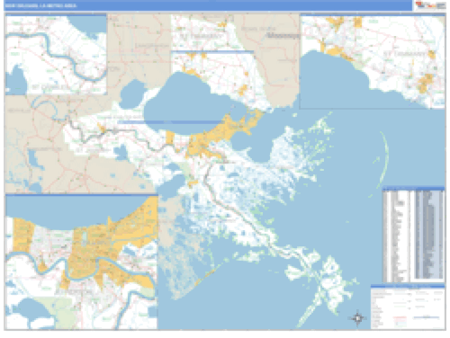 New Orleans, Louisiana Metro Area Wall Map Market Maps (IDI)